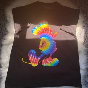 Disney boys large black and rainbow tie dye shirt